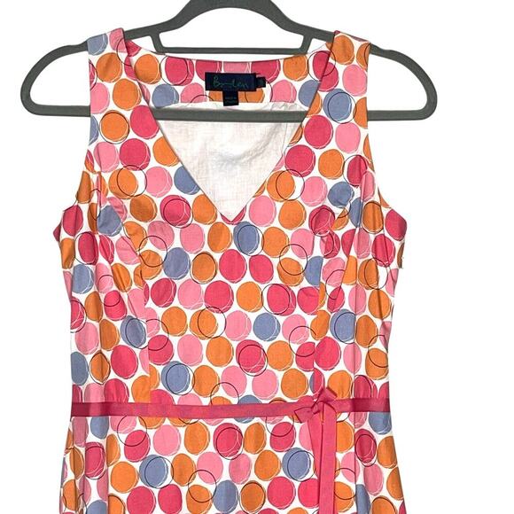 Boden A-Line Dress Women’s Size 10 R V-Neck Lined Geo Circles Print Pink - Picture 6 of 10